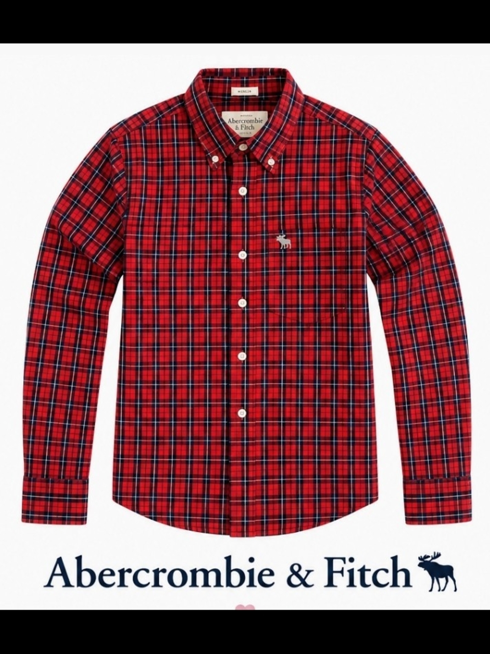 Abercrombie & Fitch Red and Black Plaid Button-Down Shirt